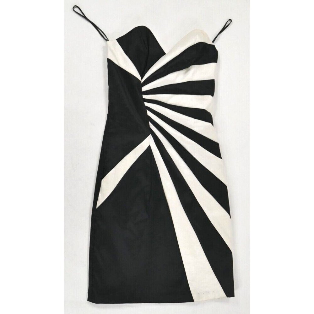 Juno Black White Strapless Lined Short Evening Cocktail Dress Womens X Small